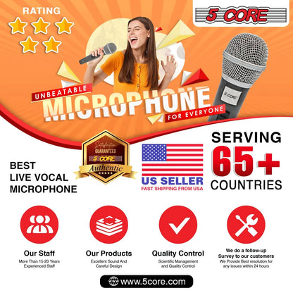 5Core XLR Microphone Dynamic Mic Karaoke Singing Studio Mics Handheld Microfono