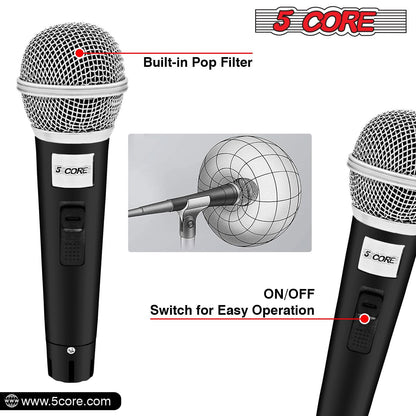 5Core XLR Microphone Dynamic Mic Karaoke Singing Studio Mics Handheld Microfono